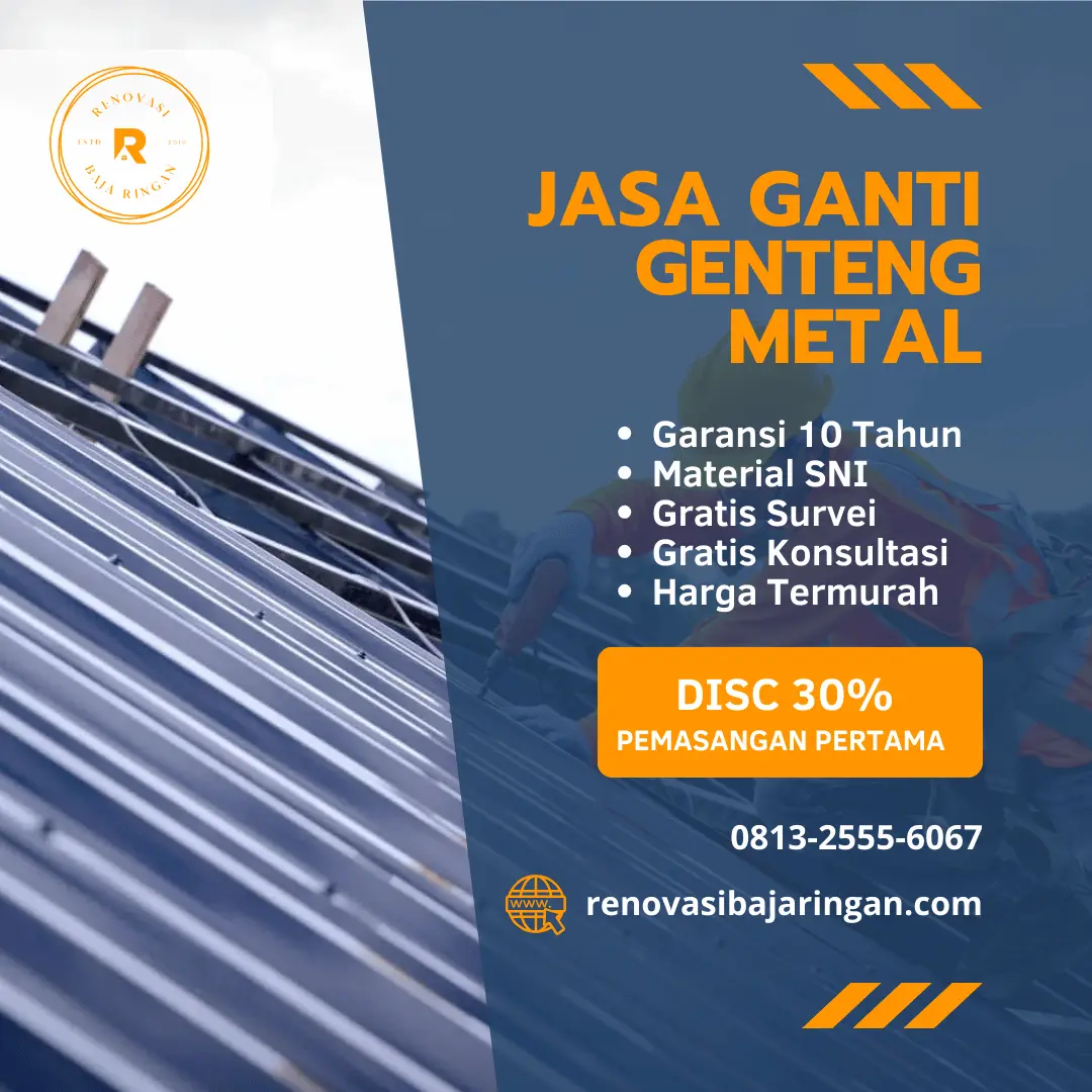 jasa ganti genteng metal atap spandek dll